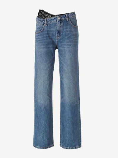 Alexander Wang Asymmetrical Lace Jeans In Blue