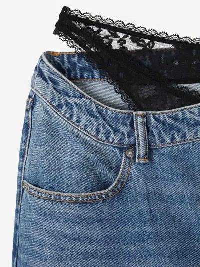 Alexander Wang Asymmetrical Lace Jeans In Blue