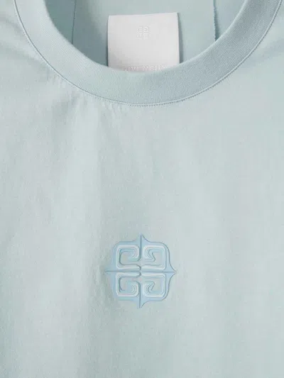 Givenchy 4g Embroidered Cropped T-shirt In Light Blue