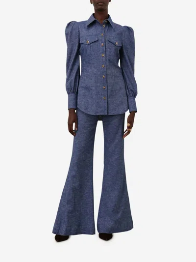 Zimmermann Belt-loop Bell Bottoms In Blue