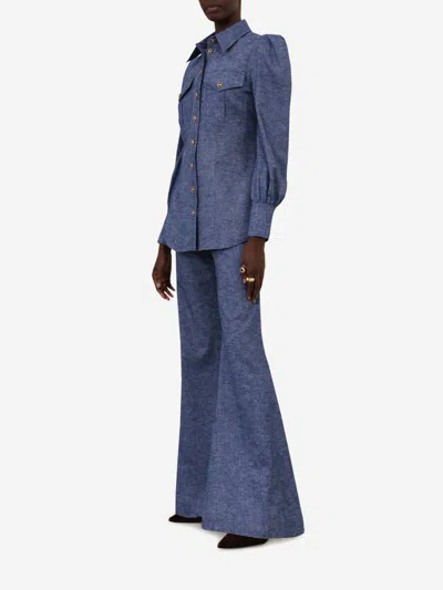 Zimmermann Belt-loop Bell Bottoms In Blue