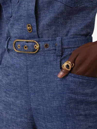 Zimmermann Belt-loop Bell Bottoms In Blue