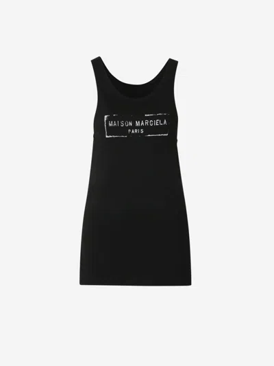 Maison Margiela Sleeveless Cotton Jersey Top In Black