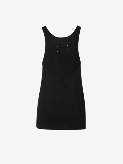 Maison Margiela Sleeveless Cotton Jersey Top In Black