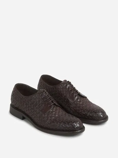 Green George Interwoven-design Derby Shoes In Brown