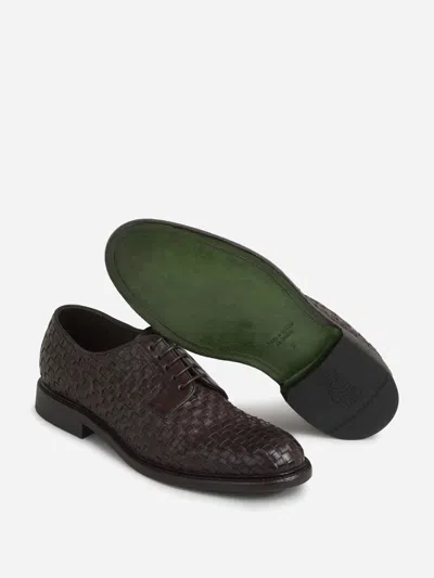 Green George Interwoven-design Derby Shoes In Brown