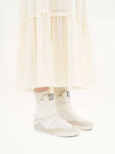 Chloé Mesh And Suede Kick High-top Sneakers In White
