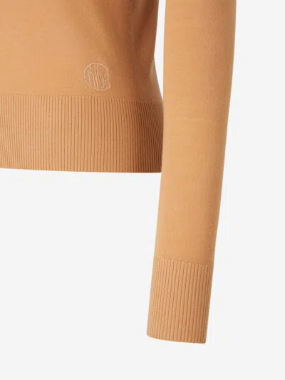 Chloé Logo-embroidered Wool Jumper In Brown