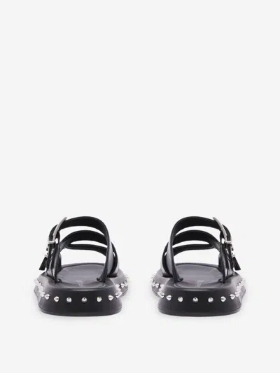 Alexander Mcqueen Leather Punk Slides For Ed In Black