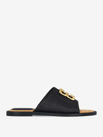 Givenchy 4g Liquid Raffia Slides In Black