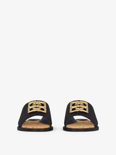 Givenchy 4g Liquid Raffia Slides In Black