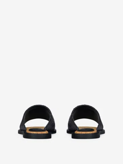 Givenchy 4g Liquid Raffia Slides In Black