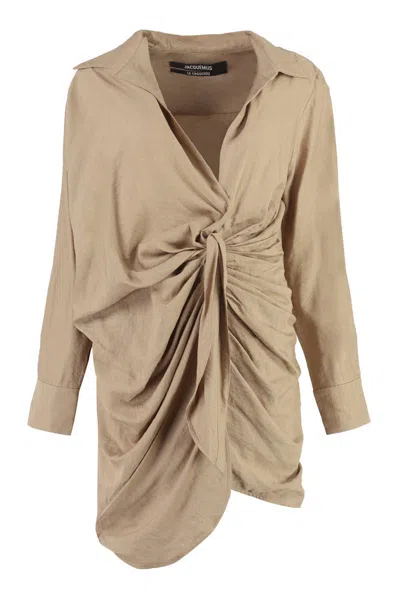 Jacquemus Bahia Viscose Dress In Neutral