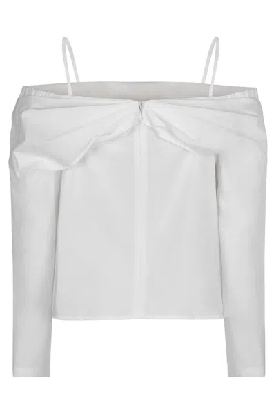 Nina Ricci Strap Detail Off-shoulder Shirt In White