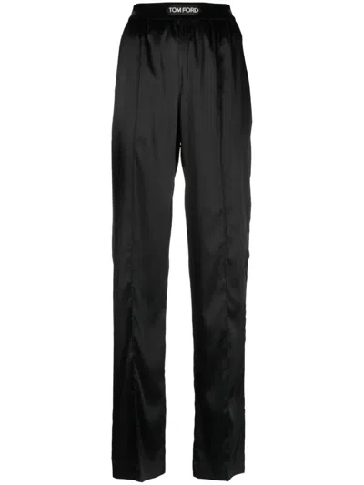 Tom Ford Straight Trousers With Patch In Black