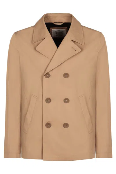 Herno Double-breasted Jacket In Brown