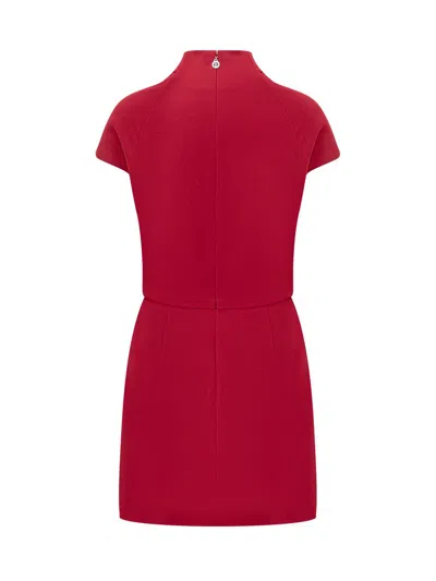 Versace Turtleneck Cap-sleeve Cady Slit Mini Dress In Red