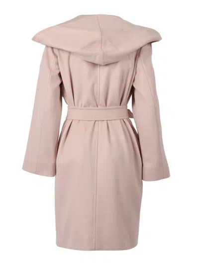 Max Mara Studio Newmang Belted Hooded Coat In Pink