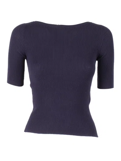 Weekend Max Mara Waser Ribbed T-shirt In Blue