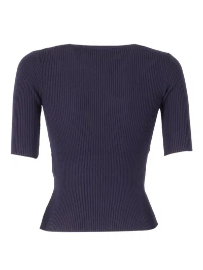 Weekend Max Mara Waser Ribbed T-shirt In Blue
