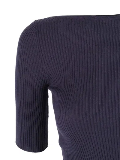 Weekend Max Mara Waser Ribbed T-shirt In Blue