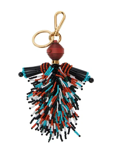 Etro Multicolor Keyring With Beaded Tassel In Glass And Fabric Woman In Multi