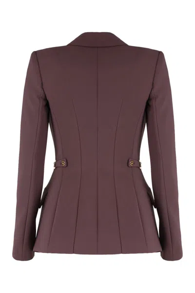 Elisabetta Franchi Single-breasted One Button Jacket In Purple