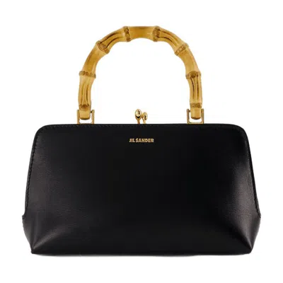Jil Sander Mini Goji Bamboo Top Handle Bag In Black