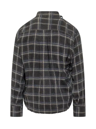 Isabel Marant Gray Check Shirt With High Collar In Gray