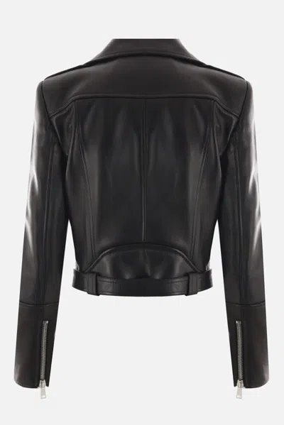 Alexander Mcqueen Leather Biker Jacket In Black