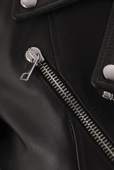 Alexander Mcqueen Leather Biker Jacket In Black