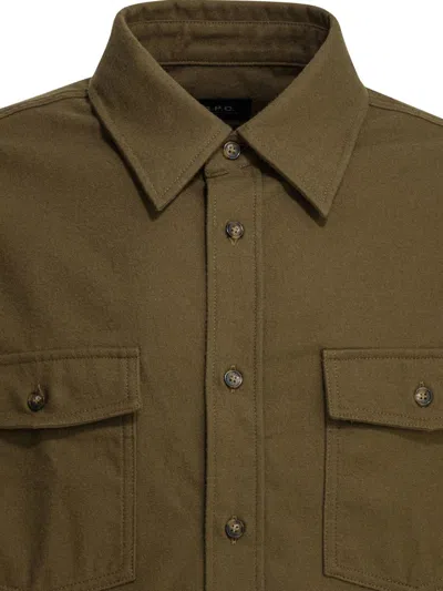 Apc Cotton Overshirt Jacket Jackets And Coats Green In Green