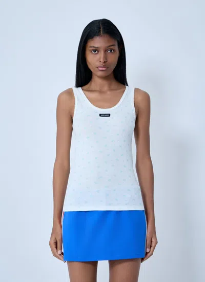 Miu Miu Striped Tank Top In White