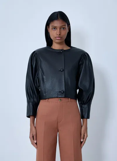 Chloé Cropped Collarless Jacket In Black