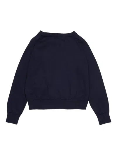 Max & Co Logo Crew-neck Sweater In Blue