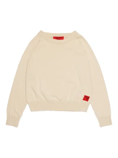 Max & Co Logo Crew-neck Sweater In Neutral