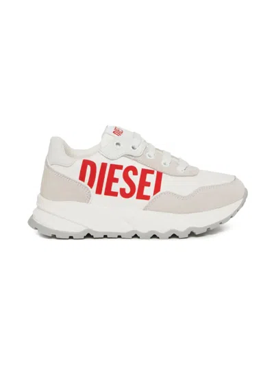 Diesel Logo Inserts Trainers In White