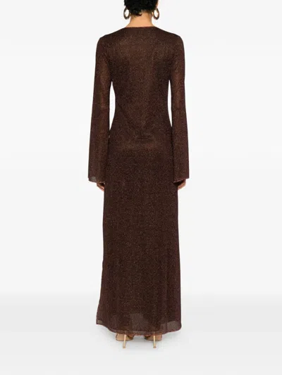 Oseree Ring V-neck Dress In Brown