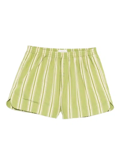 Faithfull The Brand Striped Button Shorts In Green