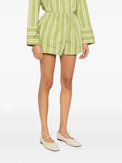 Faithfull The Brand Striped Button Shorts In Green