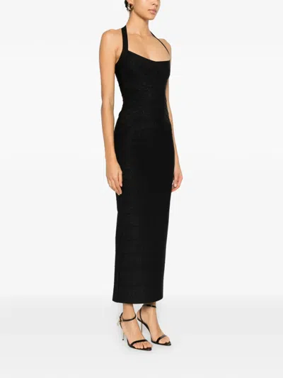 Herve Leger Maxine Gown Midi Dress In Black
