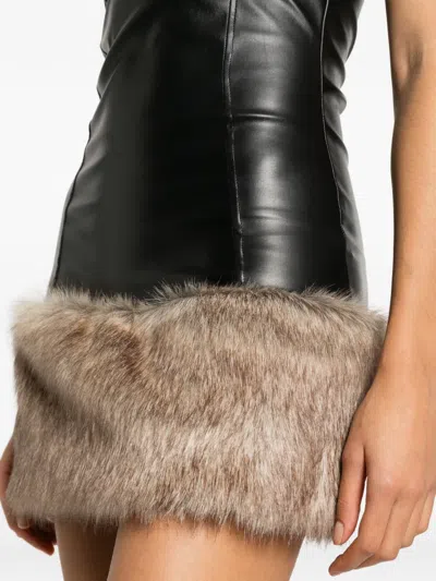Cowboys Of Habit Pamela Strapless Faux-fur Mini Dress In Black