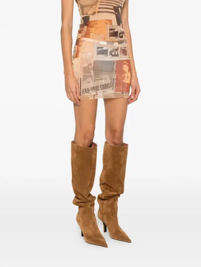 Jean Paul Gaultier Newspaper-print Mini Skirt In Neutral