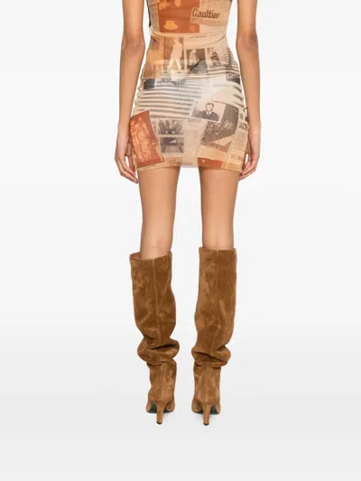 Jean Paul Gaultier Newspaper-print Mini Skirt In Neutral