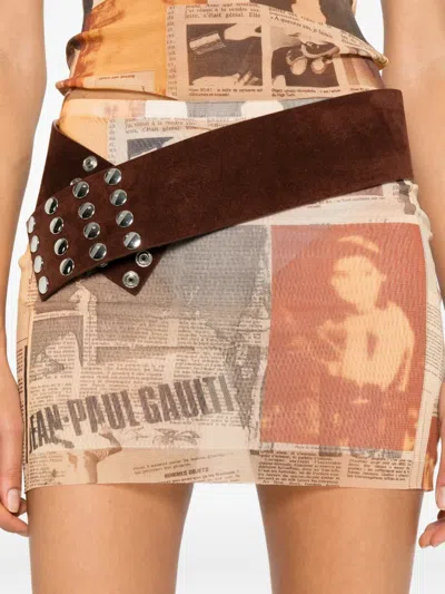 Jean Paul Gaultier Newspaper-print Mini Skirt In Neutral