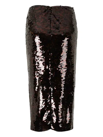Staud Ciara Sequin High-waisted Midi Skirt In Brown