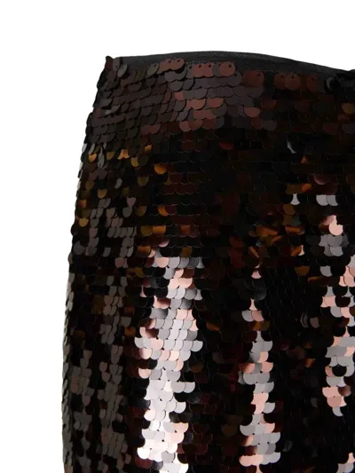Staud Ciara Sequin High-waisted Midi Skirt In Brown
