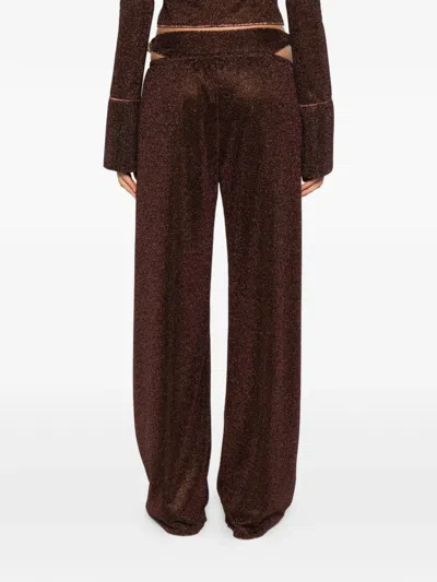 Oseree Beaded Detail Trousers In Brown