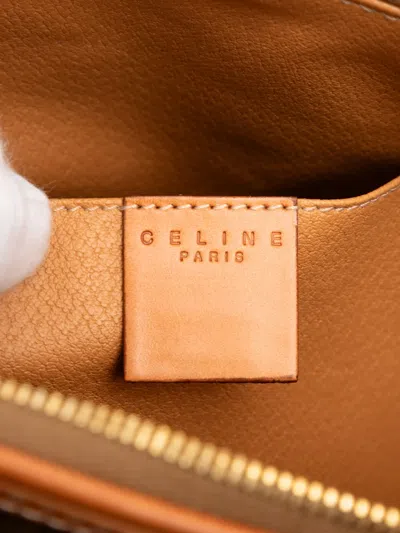 Pre-owned Celine 1997 Macadam Coated Canvas Cosmetic Pouch Clutch Bag In Brown