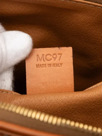 Pre-owned Celine 1997 Macadam Coated Canvas Cosmetic Pouch Clutch Bag In Brown